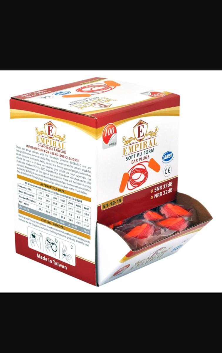 EMPIRAL SOFT PU FOAM CORDED EARPLUG E1-12-19 100 PAIRS